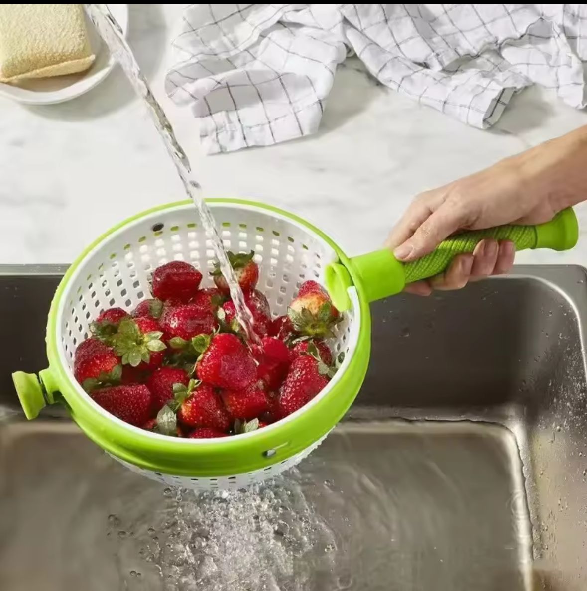 CESTA DE DRENAJE GIRATORIA PARA VERDURAS Y FRUTAS