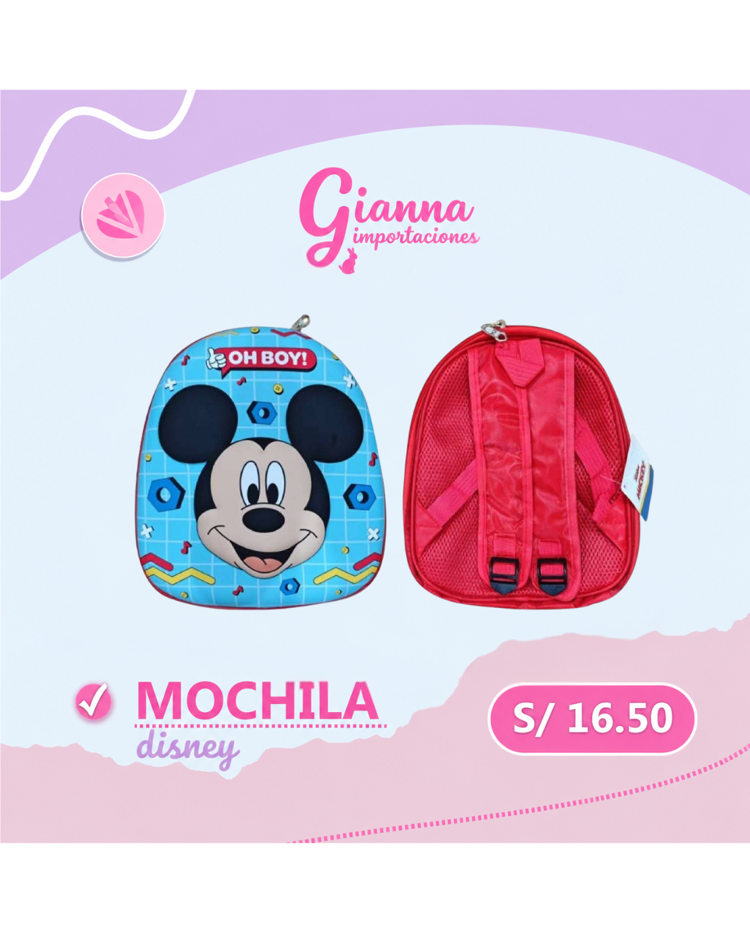 MOCHILA DISNEY MICKY MOUSE 3D