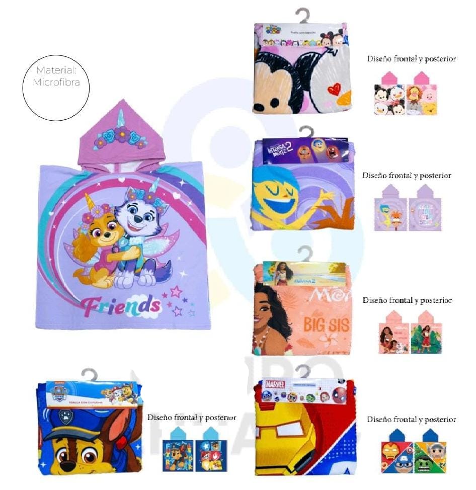 TOALLAS CON CAPUCHA LICENCIA