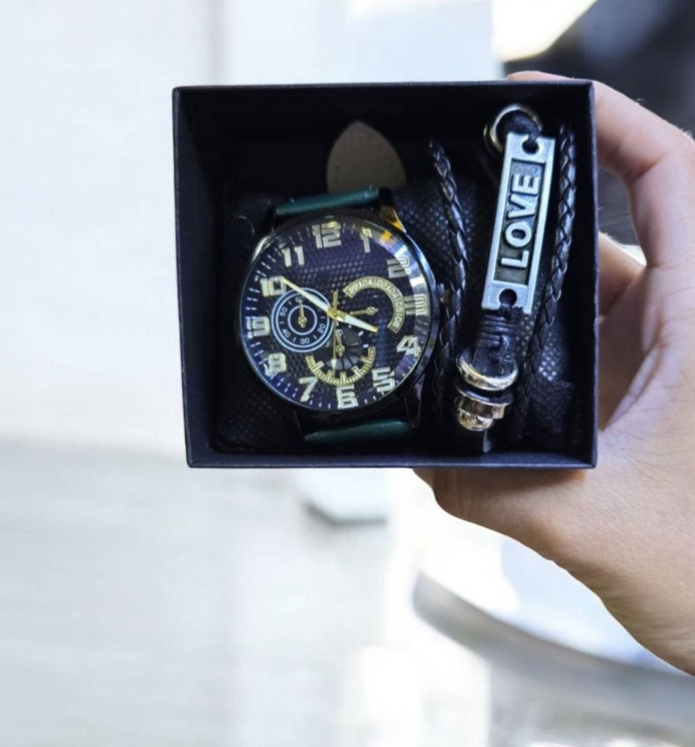 RELOJ CON PULSERA PARA VARON