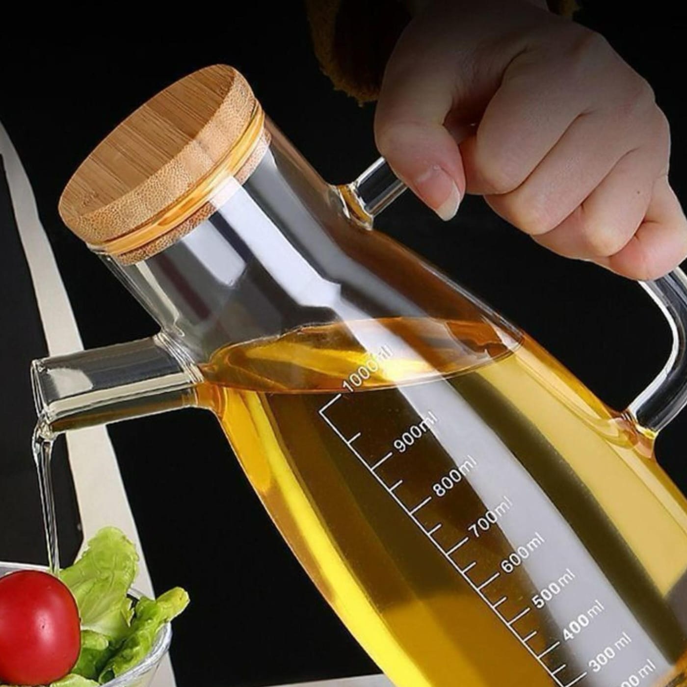 DISPENSADOR LIQUIDOS CON TAPA DE BAMBU