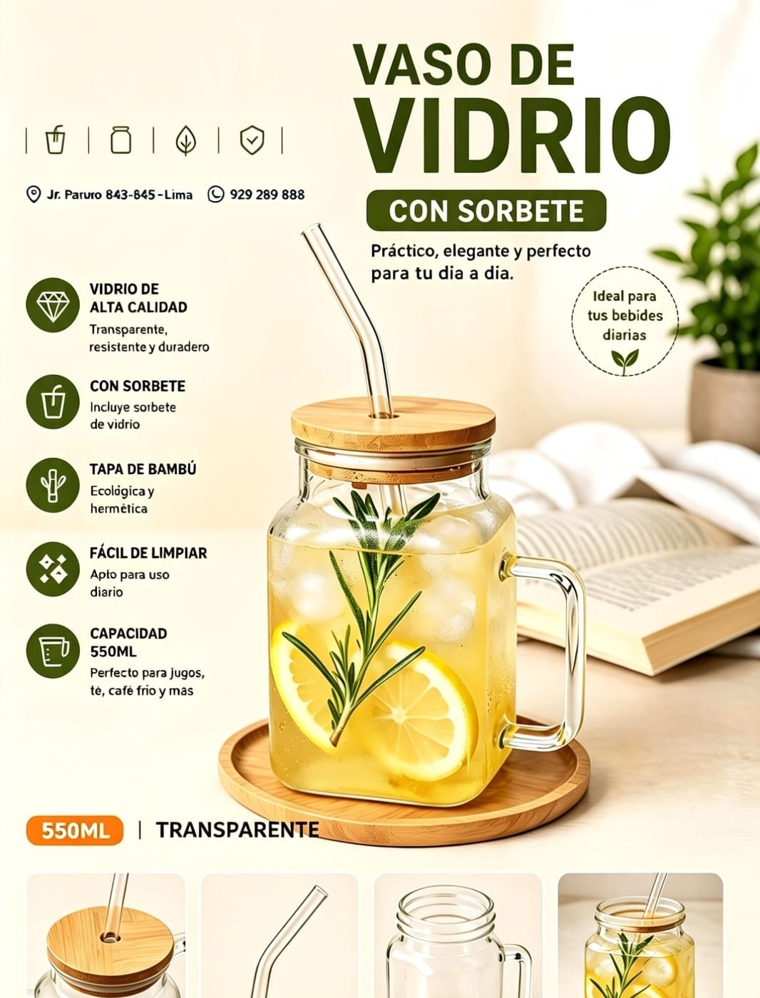 VASO DE VIDRIO CON SORBETE